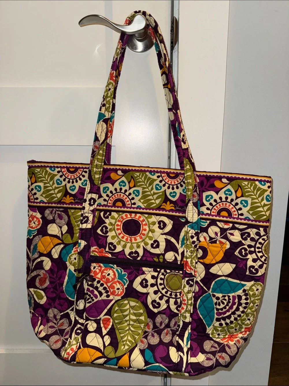 Vera Bradley Vera Tote in Plum Crazy. Like New Condition